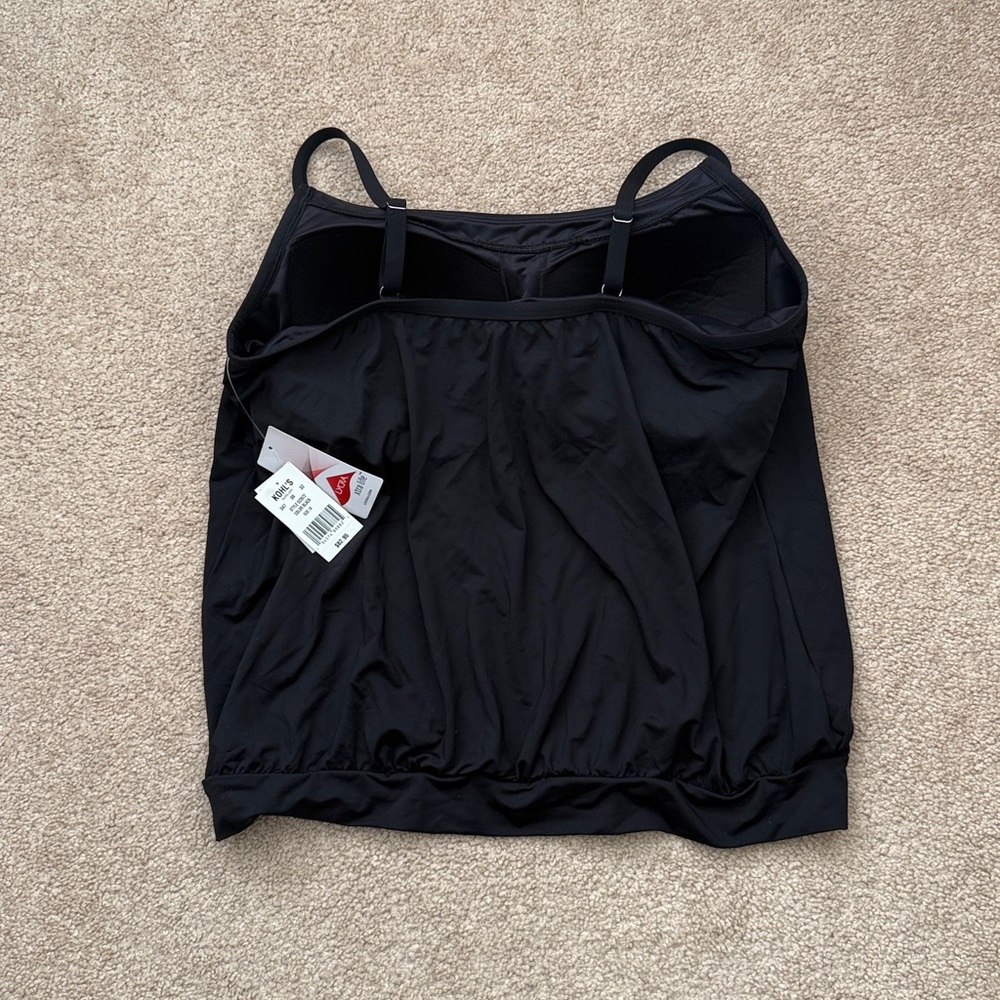 NWT Lands' End Women's Wireless Blouson Classic Black Tankini Top Size 18 - Picture 4 of 8